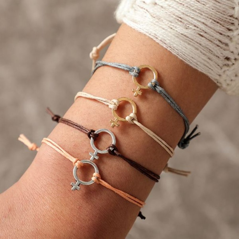 Four Female Gender Symbol Bracelets